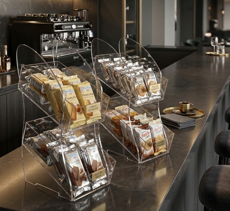 espositore banconer bar in plexiglass per merendine e caramelle